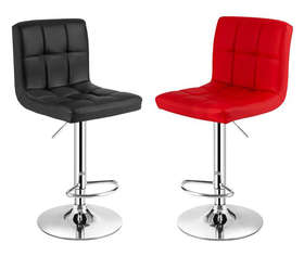 Set of 2 Adjustable PU Leather Swivel Bar Stools with Backrest