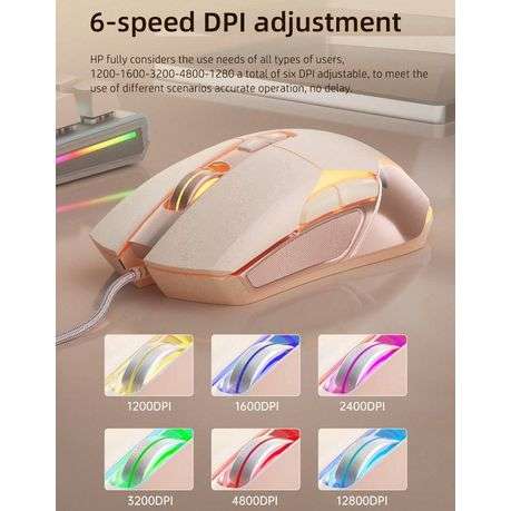 HP - Ergonomic Wired Gaming Mouse With RGB Lighting Effects - Pink