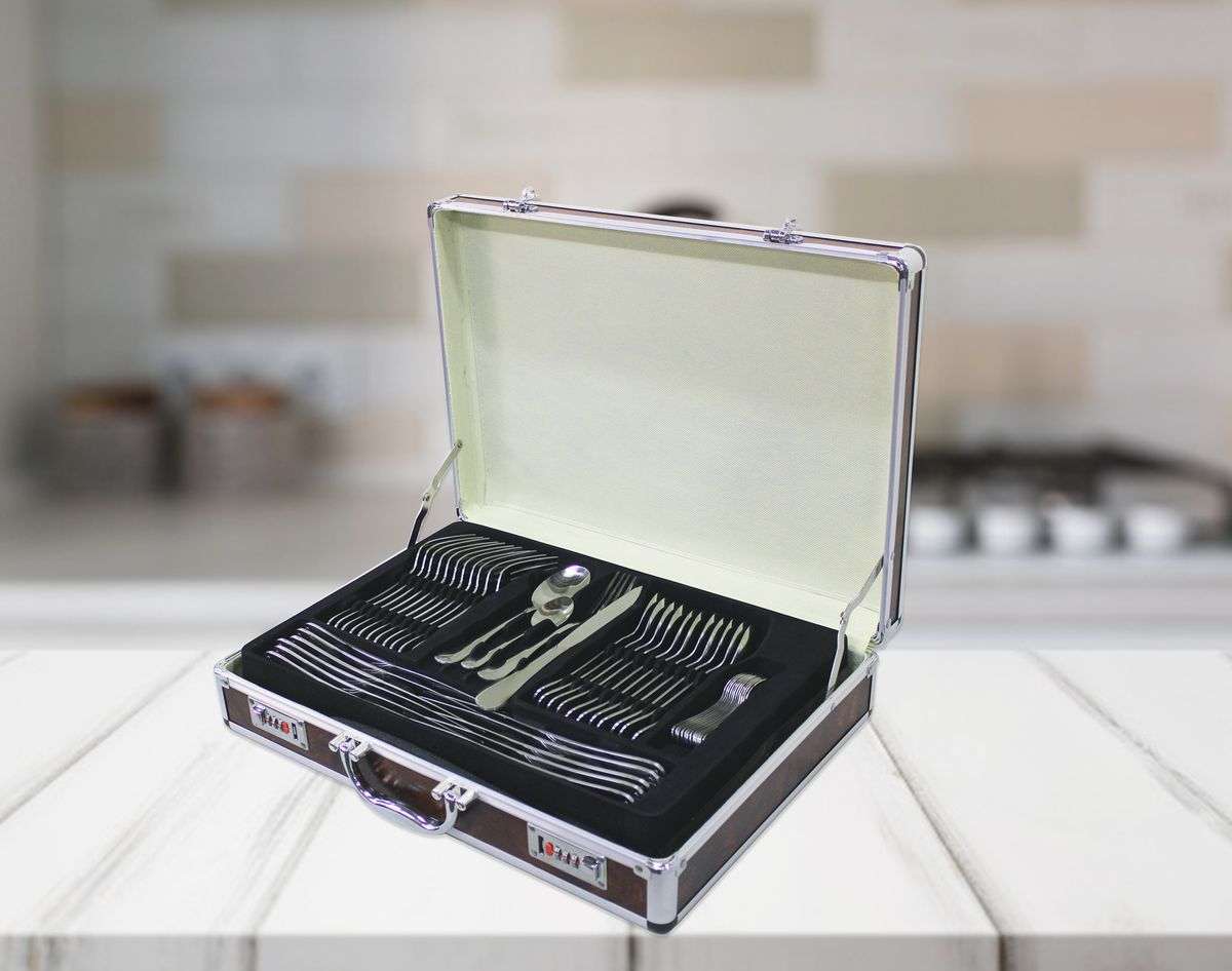 Edition 84 Piece Stainless Steel Cutlery Set in Two-Tier Storage Case  (read the description)