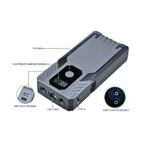 2000A 14800Mah Portable Jump Car starter Kit With Work Gloves & Carry Case