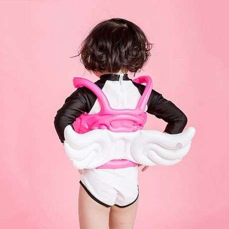 Olive Tree-Child Angel Wing Inflatable Vest Jacket Swimming Aid - Pink / White - 32 cm