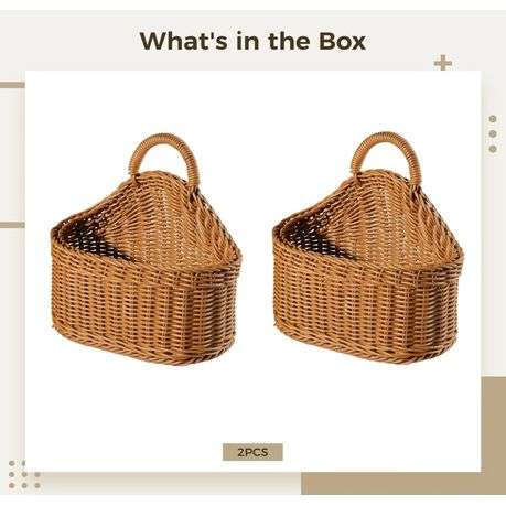 Wall-Hanging Wicker Storage Baskets Set of 2