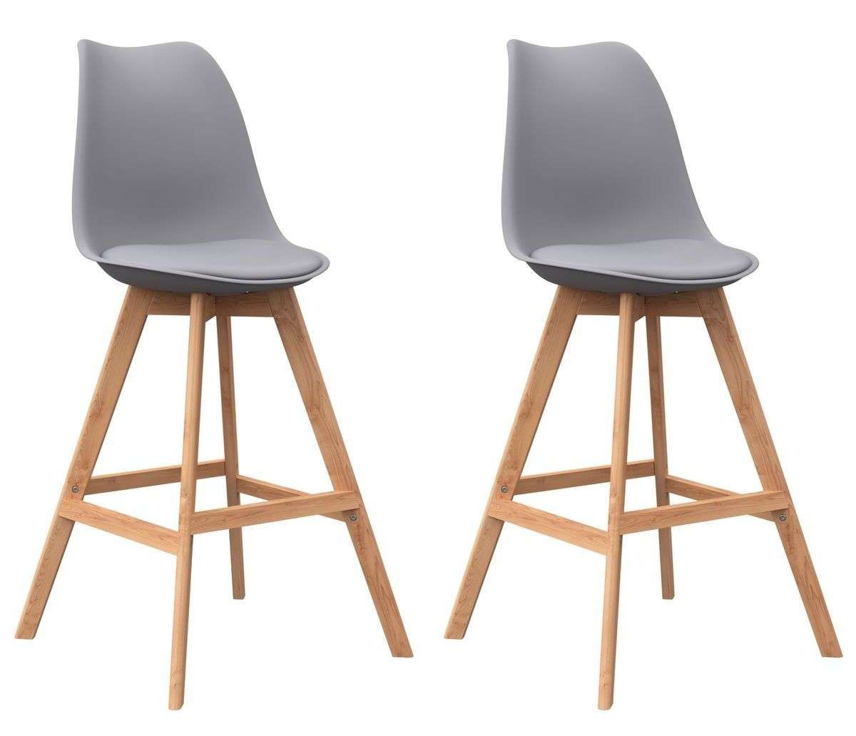 Modern And Stylish Padded Bar Stool-2 Pack - Grey