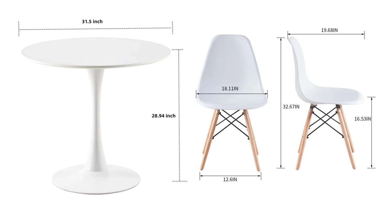 Contemporary Dining Set (Round Table + 4 Chairs)