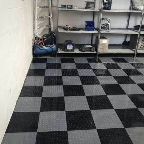 PVC Interlocking Rubber Floor Tile - Gym Mats (Pack of 4 - 1sqm) - Grey