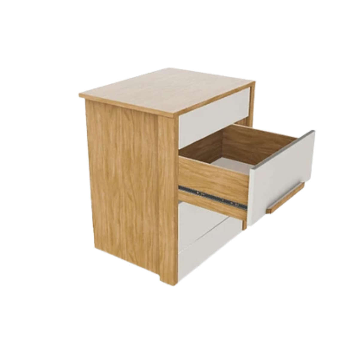Modern 2 Drawer Bedside Table - White