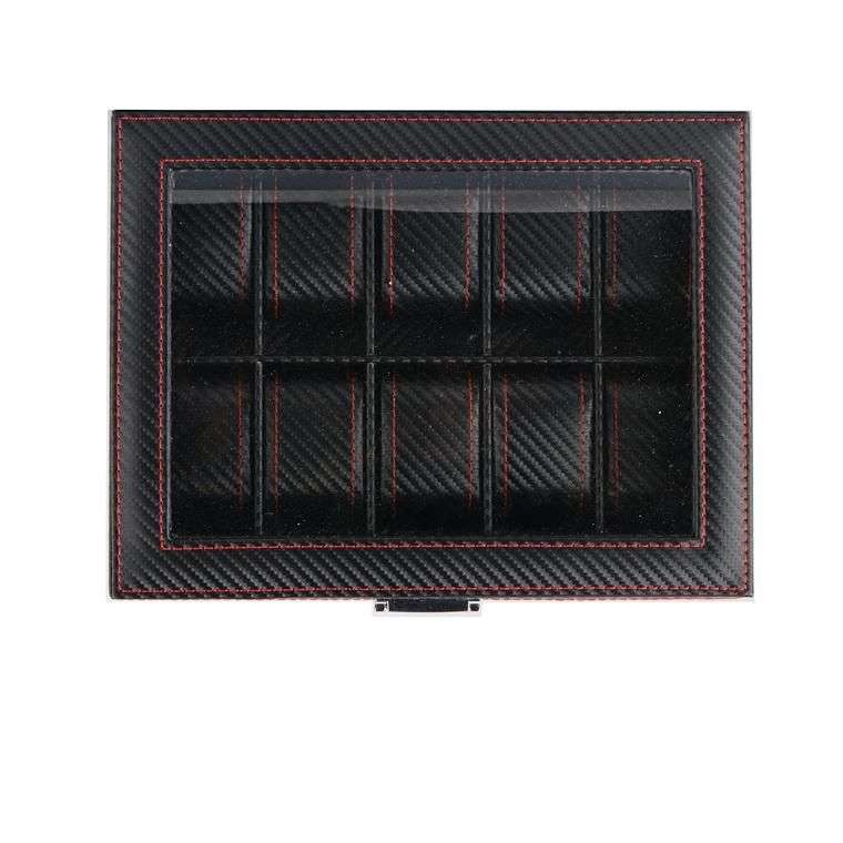 Jack Brown Luxury 10-Slot Leather Watch Display Box - Black (READ DESCRIPTION)
