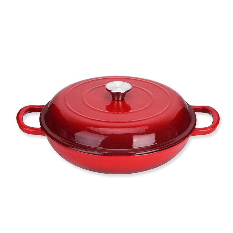 Cast Iron Round Casserole Dish - Red