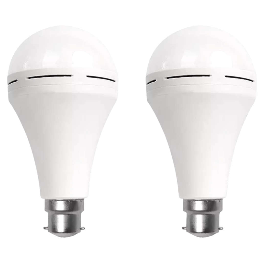 Two Loadshedding LED 25W Rechargeable Bulbs with Battery, Energy Saving