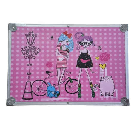 145Pcs Kids Painting & Drawing Art Set With Aluminium Case - Pink