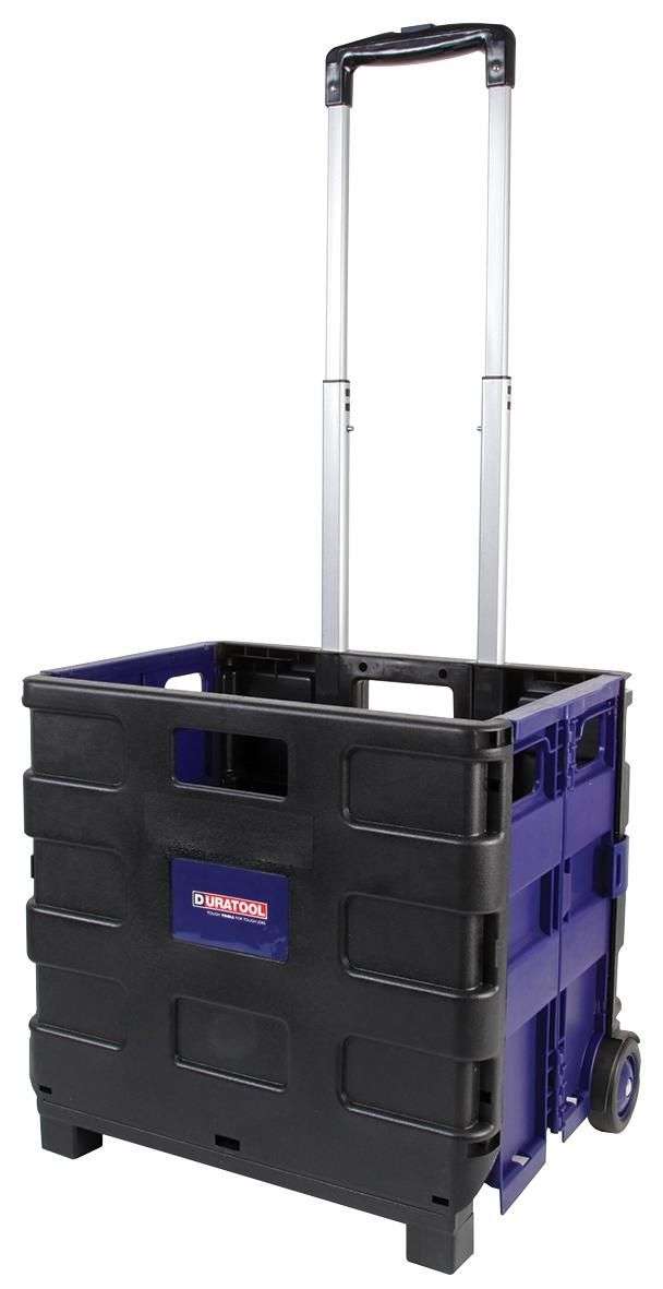 Duratool D01419 Folding Trolley, 4 x Rubber Casters, Lightweight