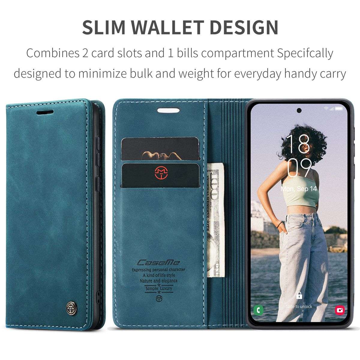 Retro Flip Leather Wallet Cover For Samsung Galaxy A55 - Blue