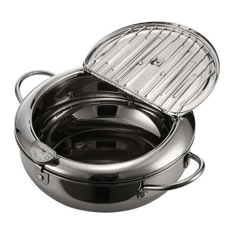 2.2L Cooking Kitchen Stainless Steel Double Side Handle Deep Frying Pot