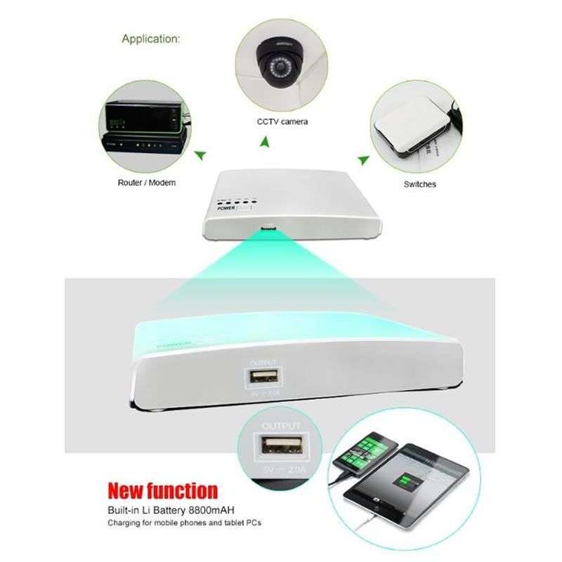Fiber / WIFI Router Backup Power /DC Mini UPS 8800mAh