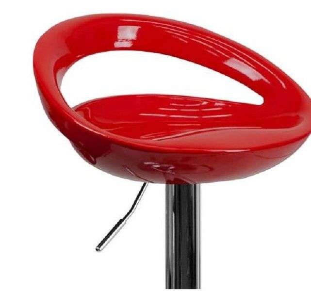 Barstool - Glossy Cutout Barstool with Gear Lift - Red