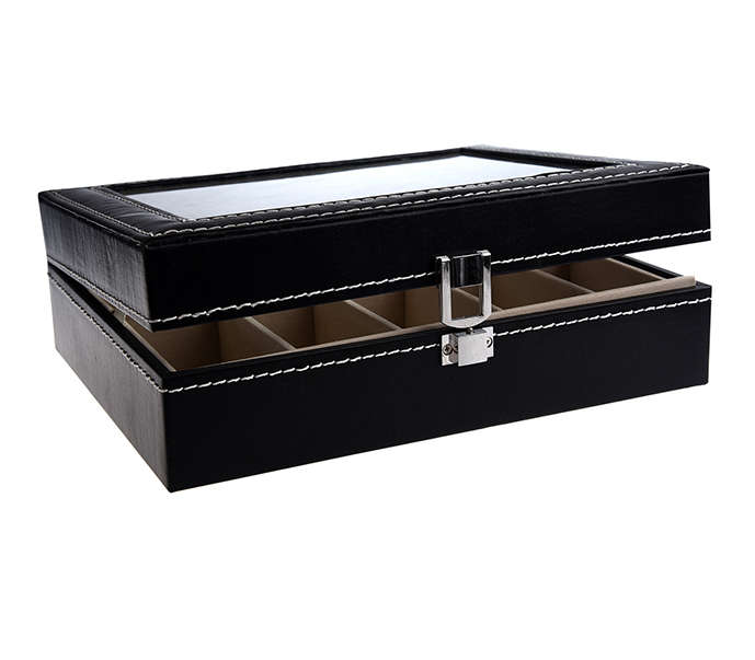 Luxury 10-Slot PU Leather Watch Display Box - Black