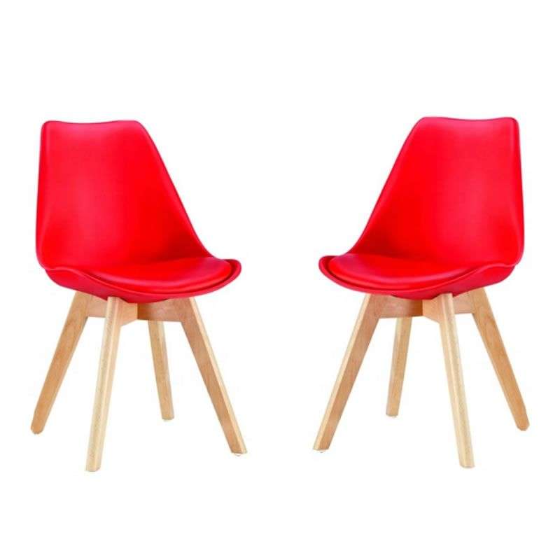 Modern Scandinavian Dining Chair - Red- 2 Pack
