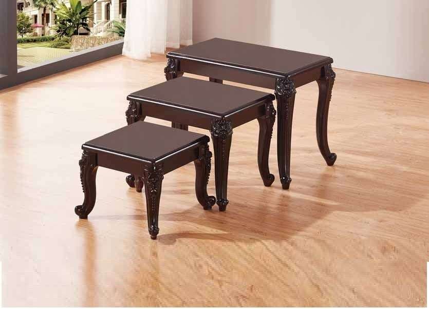 Coffee Table Set-Three Piece - Laminate Foil Finish - Brown Colour