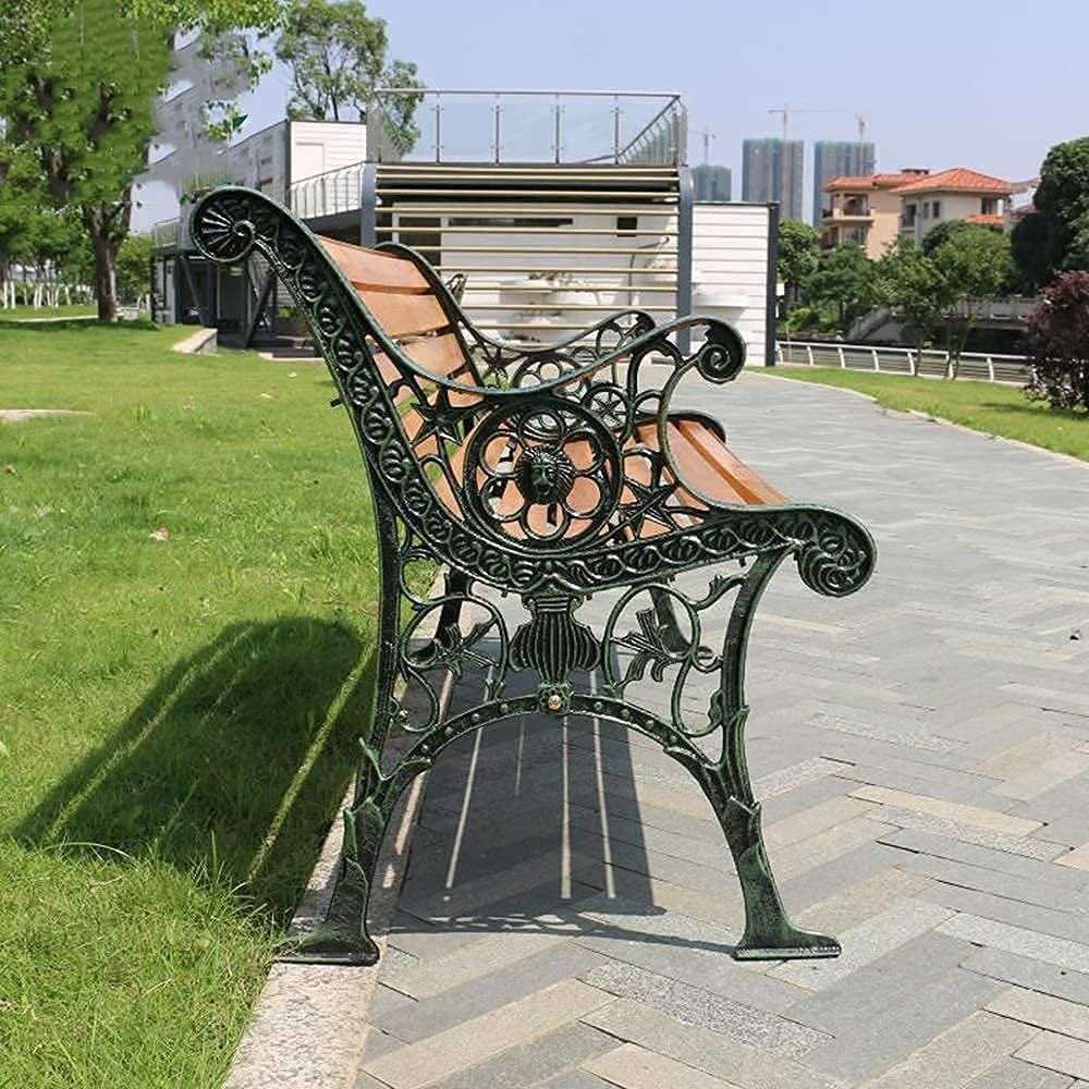 Modern Outdoor Bench with Cast Iron Finishes