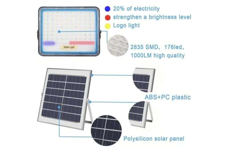 Solar LED Flood Spot Light with Remote - Strobe Series 200W