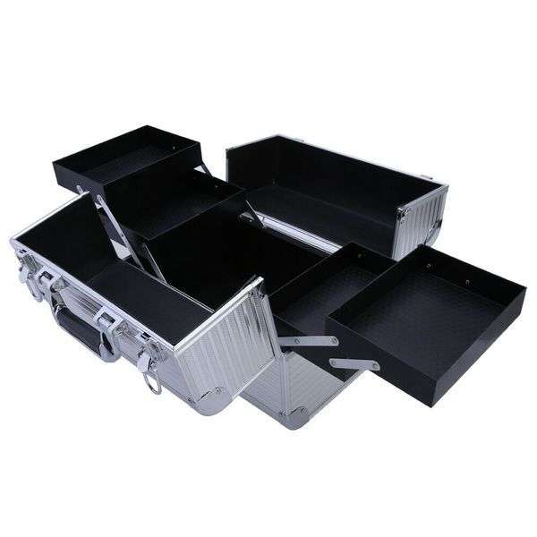 Aluminium Storage Cosmetics Makeup Case - Silver