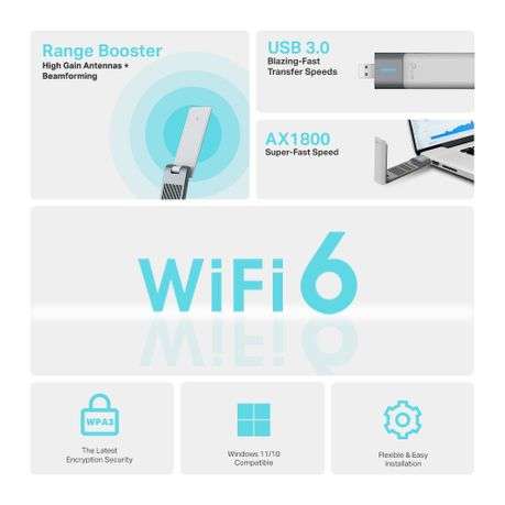 Tp-Link - Archer AX1800 High Gain Wireless USB Adapter - Tp-Link - Archer AX1800 High Gain Wirele...