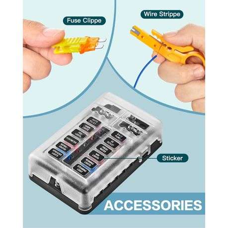 Blade Fuse Box, 12V/24V/32V Fuse Box with Negative Bus for Car & Vehicle Use