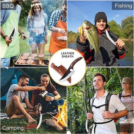 Open Box Pruchef - Sharp Chef Knife with Leather Sheath for Kitchen Home Outdoors