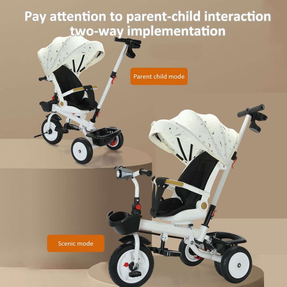 Heartdeco 4-in-1 Foldable Baby Tricycle Stroller