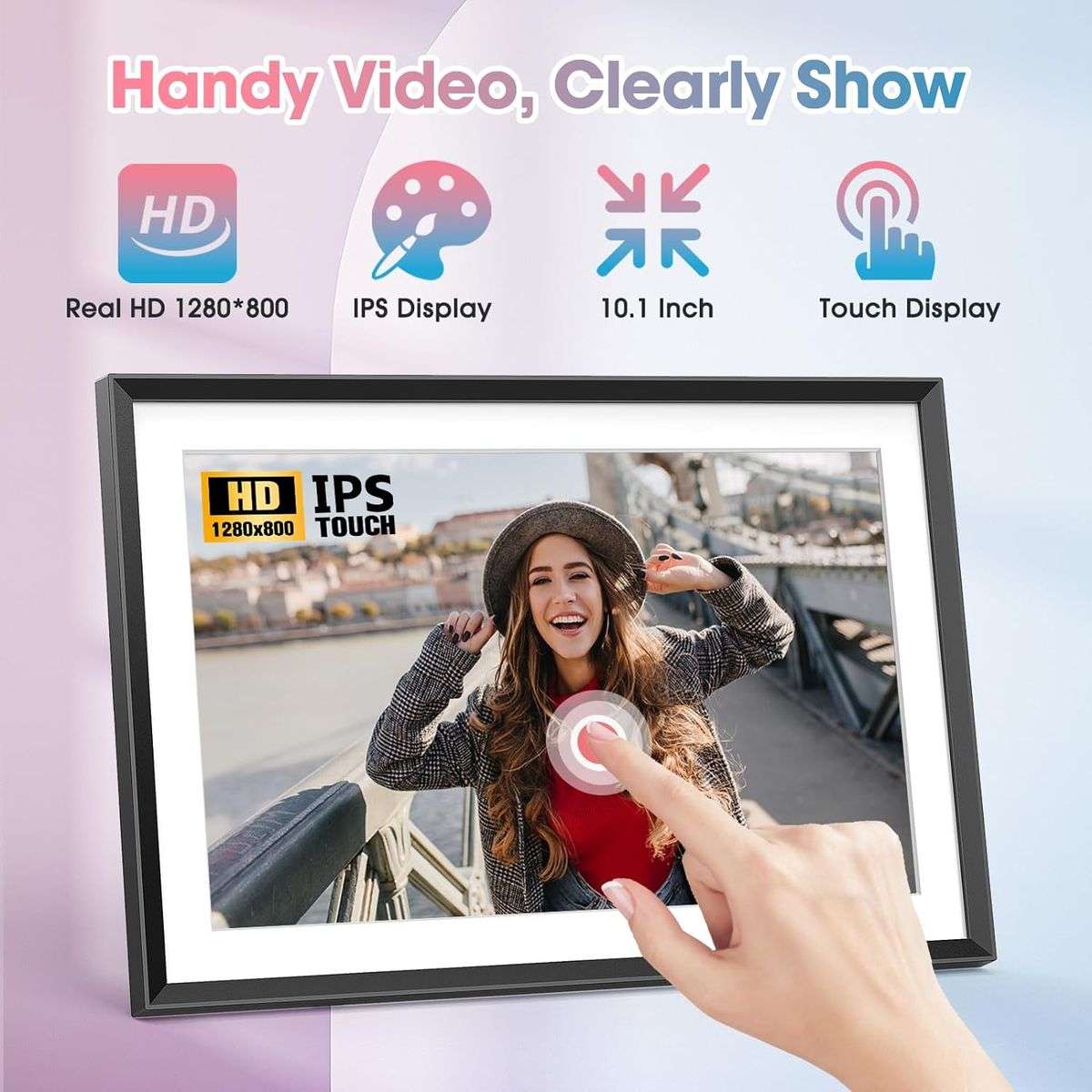 BezosMax 10.1 Inch WiFi Digital Frame 32GB 1280x800 TouchScreen Photo