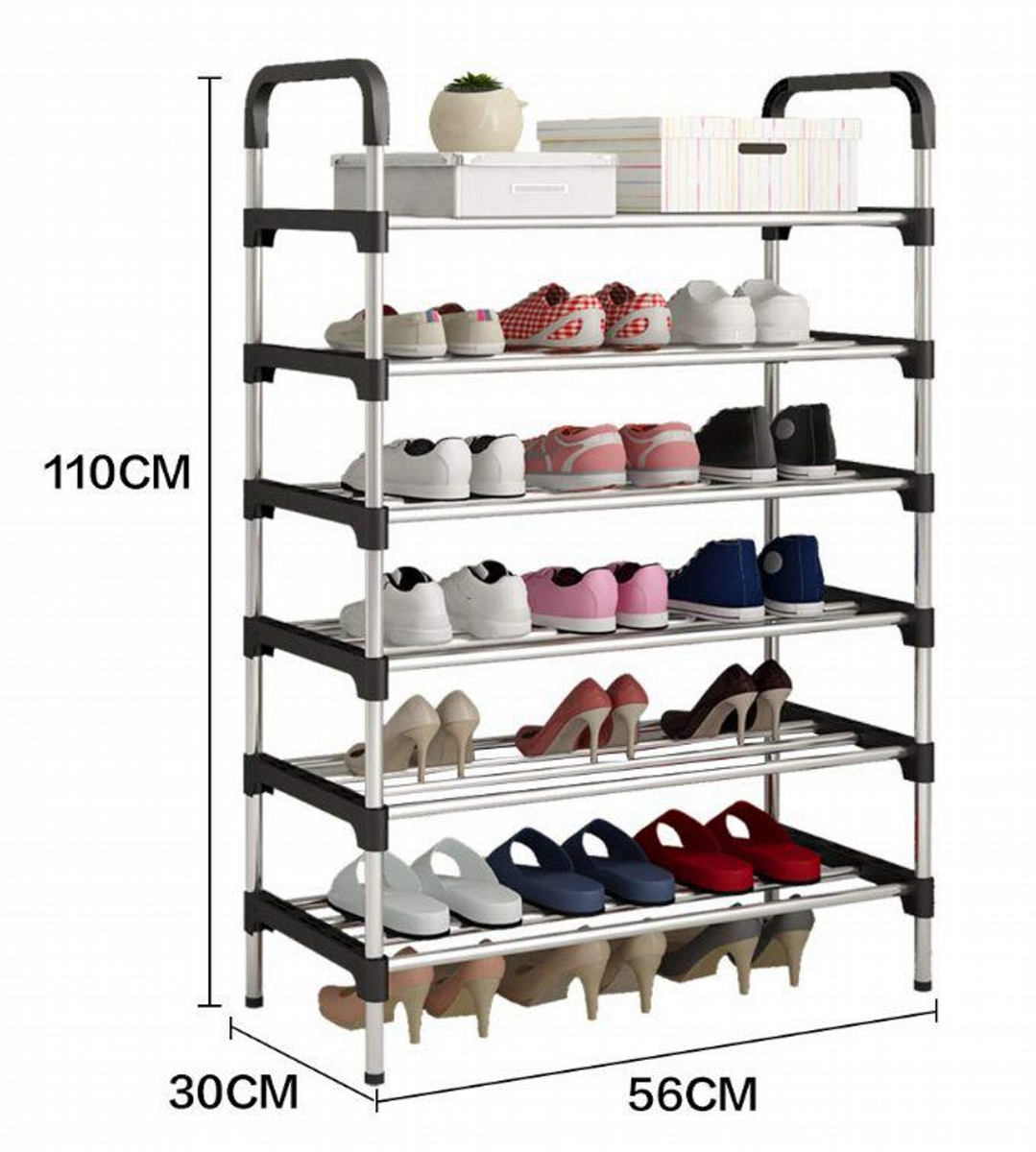 6 Layer Shoe Storage Organizer Rack - Black