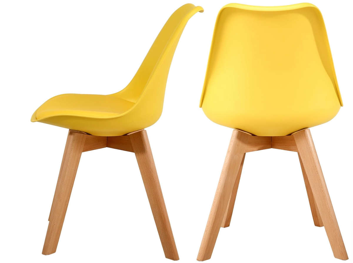 Modern Scandinavian Dining Chair - Yellow- 2 Pack