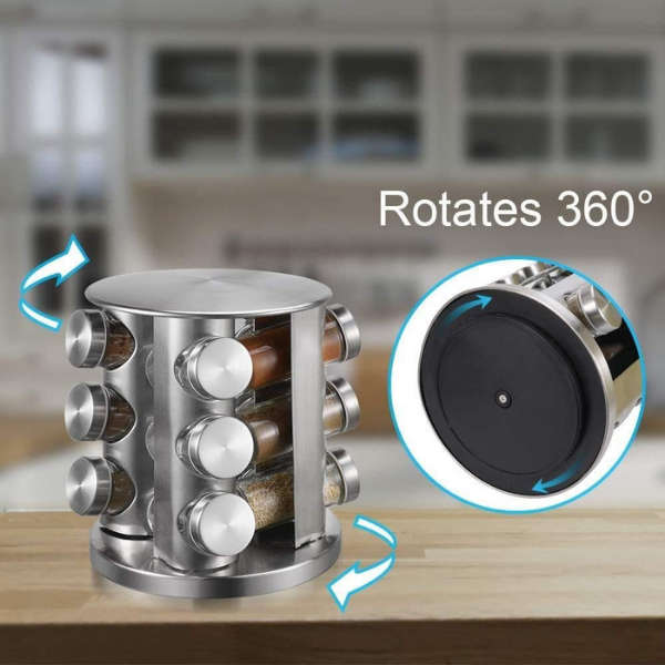 12 Jars Swivel Spice Rack Set