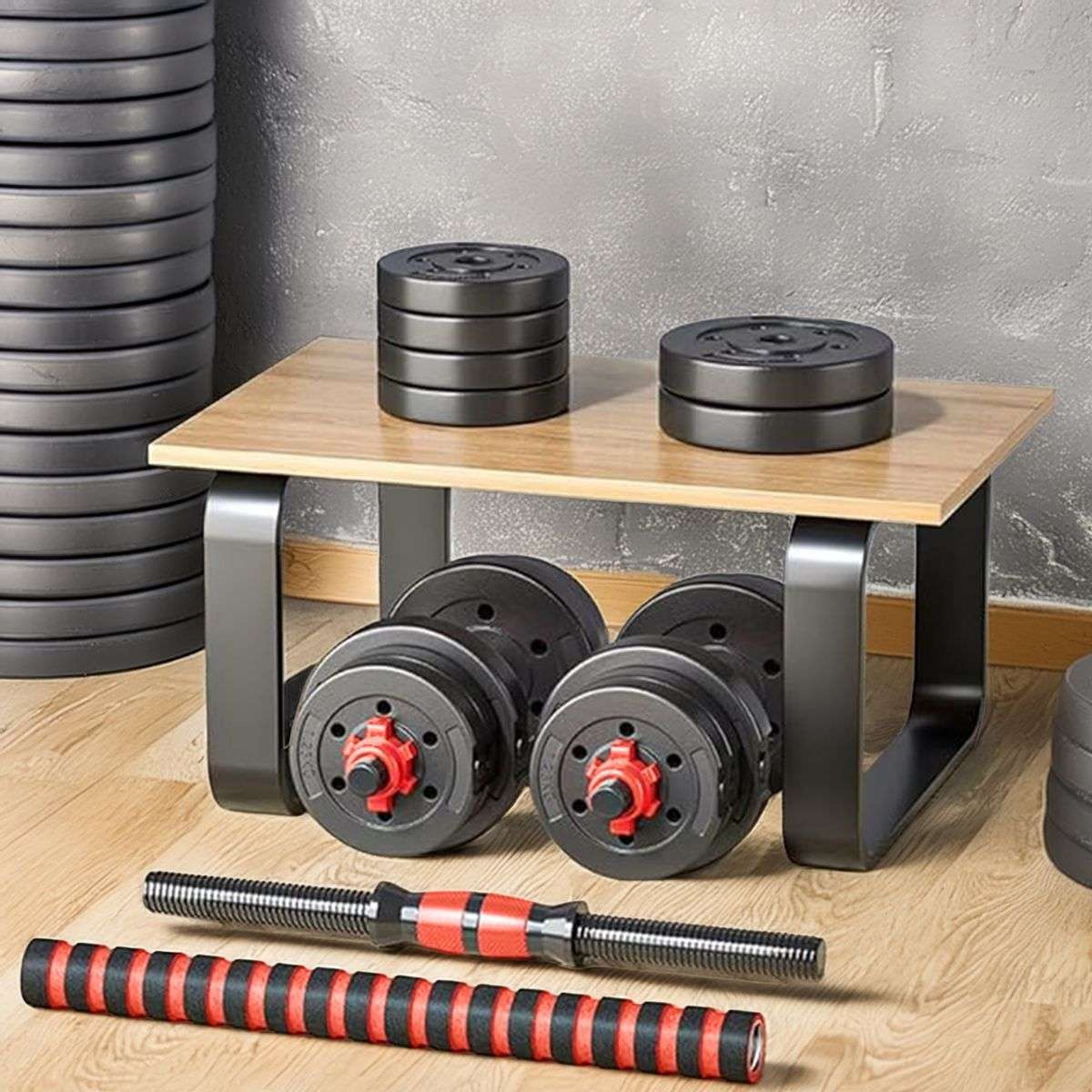 Everlast 40KG Vinyl Barbell & Dumbbell Set