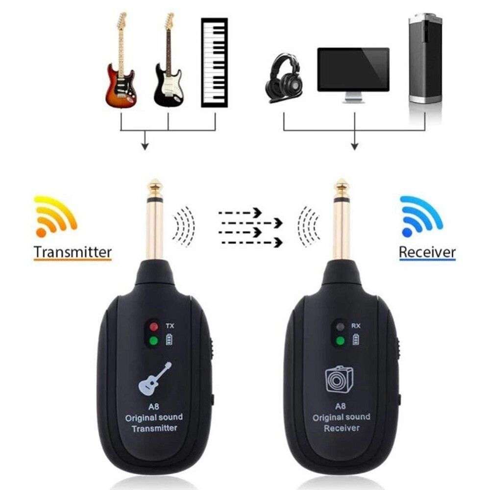 A8 4 Channels Guitar Pickup Wireless System Transmitter Receiver - Great Gift Idea