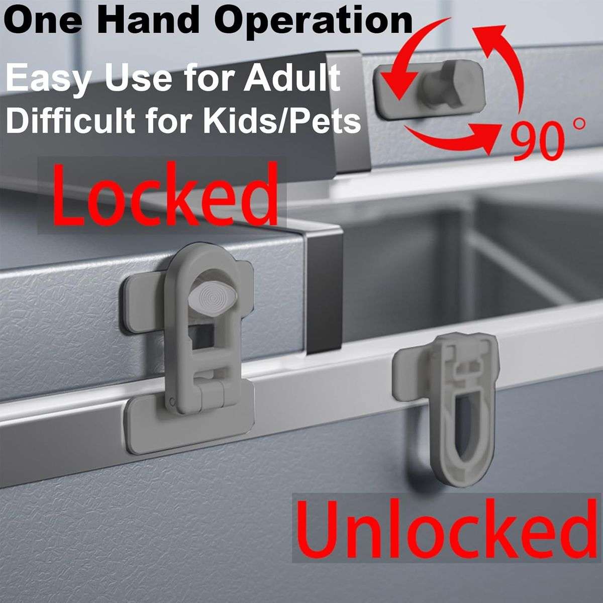 Lock Baby Proofing for Cabinet Door Drawer 2 pieces - grey
