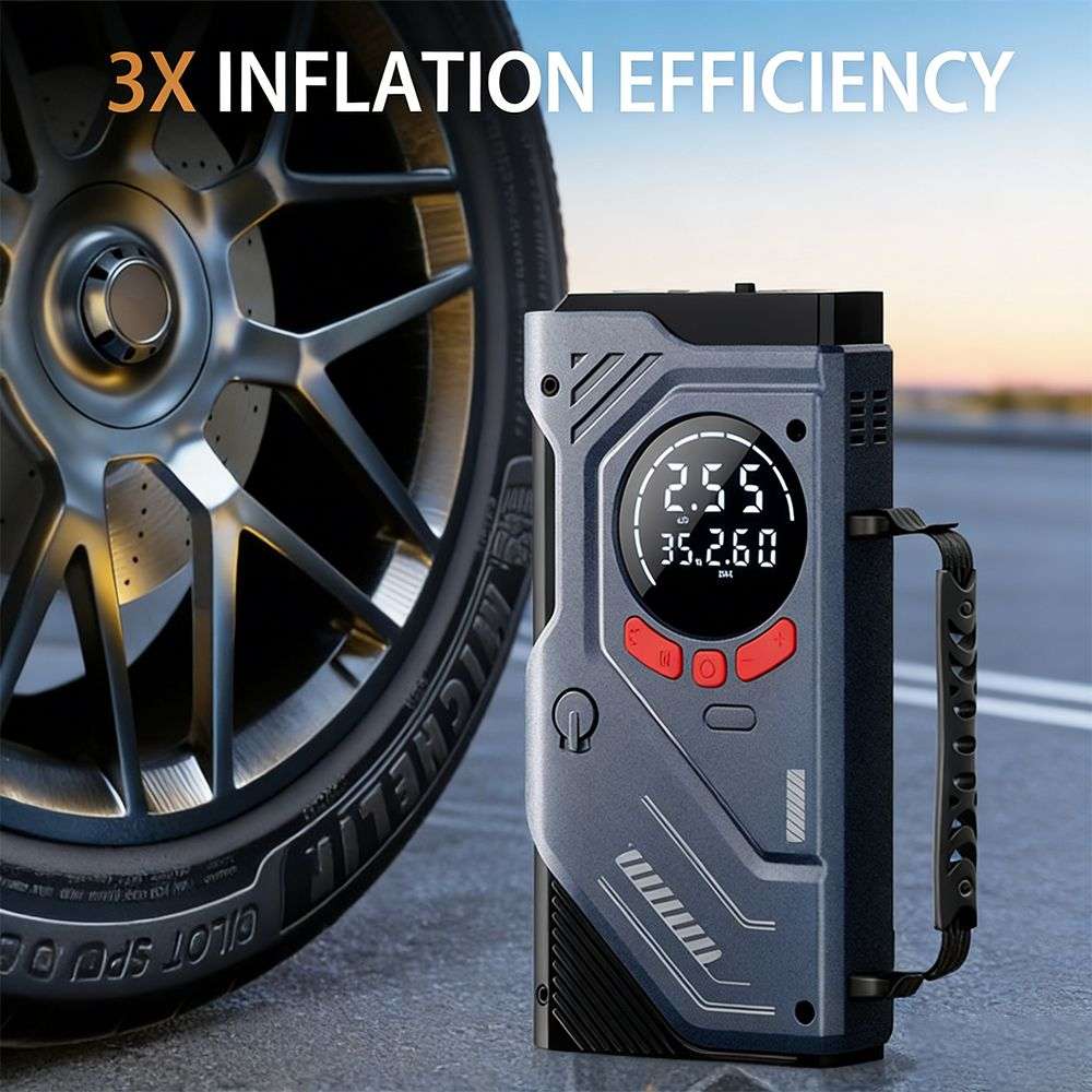 8000mAh Jump Starter with 150PSI Air Compressor, 12V Battery Pack