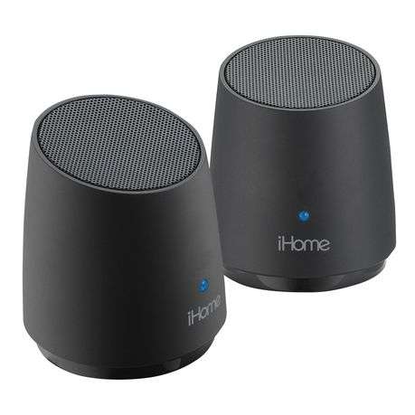 2 x iHome iHM89 Mini Portable Rechargeable Speakers For iPhone MP3 + LED Black