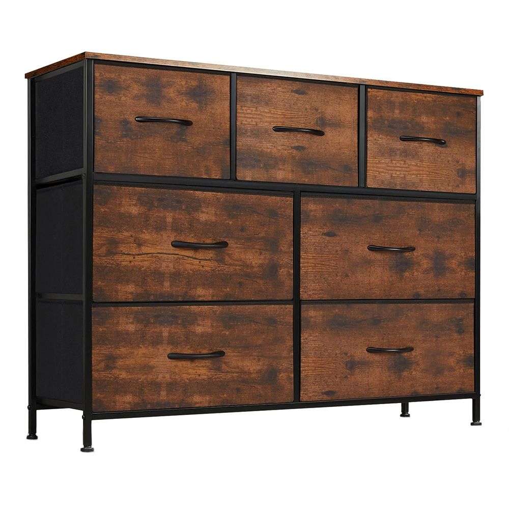 7-Drawer Storage Cabinet - wood grain