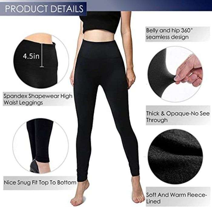 3 x Warm Winter Fleece Lined Leggings With High Waist