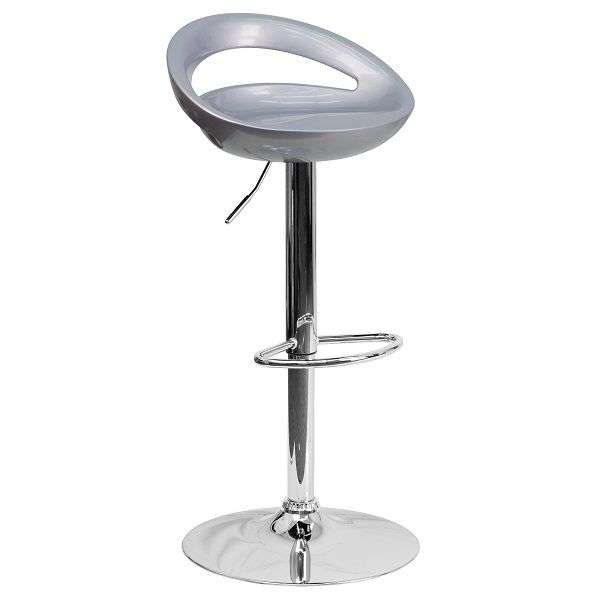 Barstool - Glossy Cutout Barstool with Gear Lift - Silver
