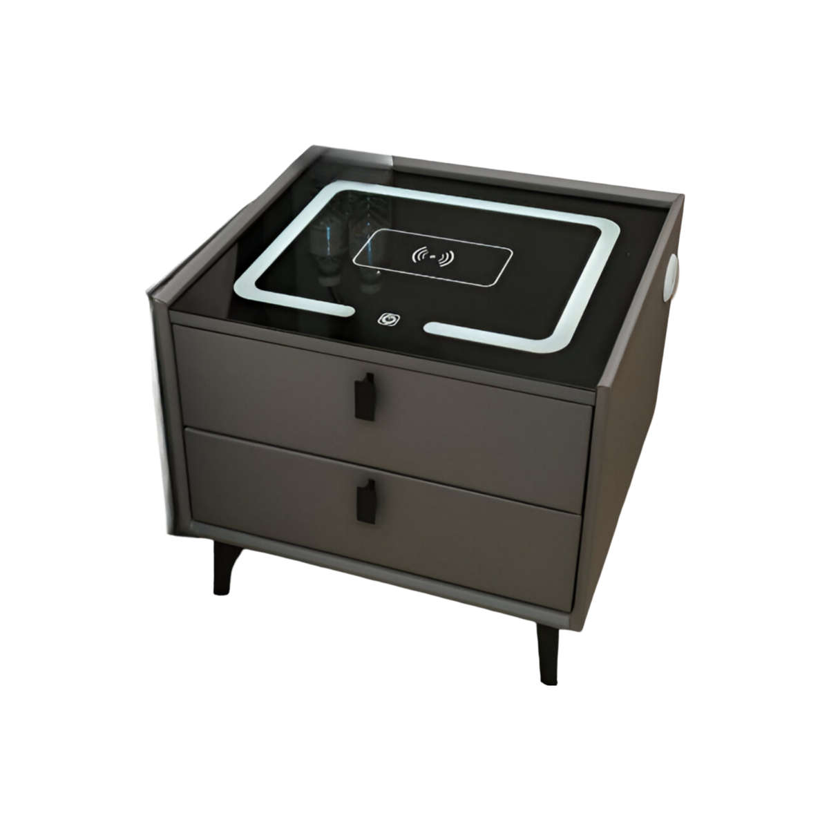 2-Drawers Nightstand with Wireless Charging, Fingerprint, Speaker and LED