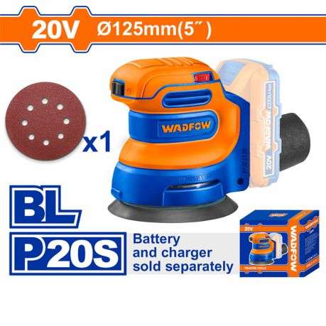 Wadfow - Cordless Brushless Random Orbit Sander (20V) - Tool Only - Wadfow - Cordless Brushless R...
