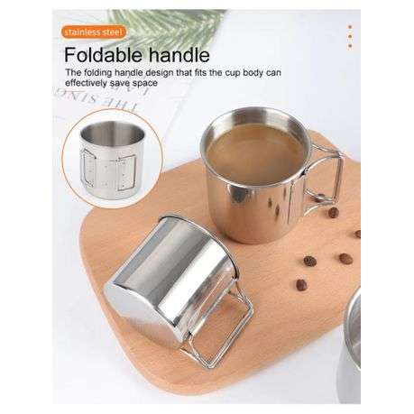 4 Piece 250ml Camping Mugs with Folding Handle Set - FX-8886-F