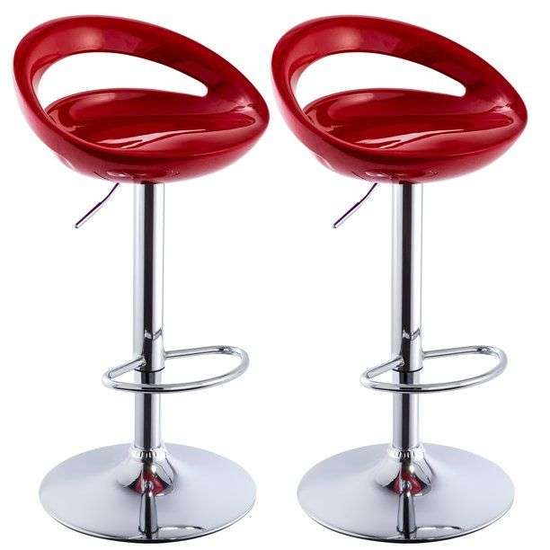 Bar Stools / Kitchen Counter Breakfast Chairs - 2 Pack - Red Colour