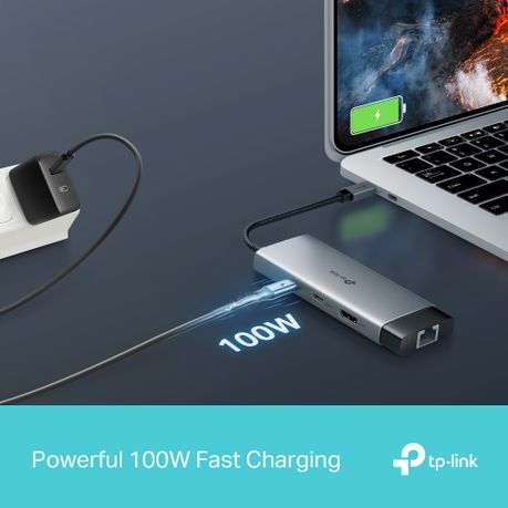 Tp-Link - USB-C 9-in-1 Hub | 4K HDMI | 100W PD | Gigabit LAN | SD/microSD - Tp-Link - USB-C 9-in-...