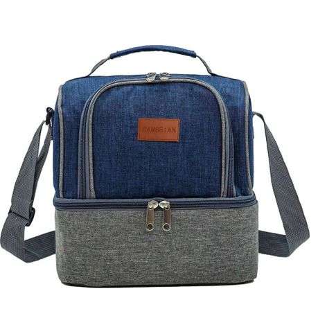 Cambrian -Double Layer Lunch Bag Cooler Insulated Lunch -BT021 Black/G