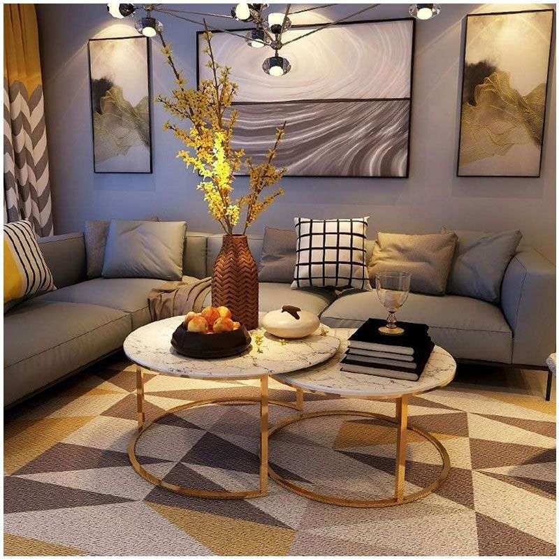 Marble Top Nesting Coffee Table - Set Of 2