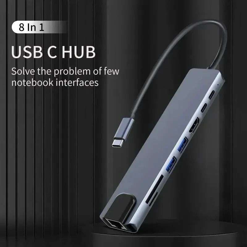 8-in-1 USB-C Hub Adapter with 4K HDMI, RJ45