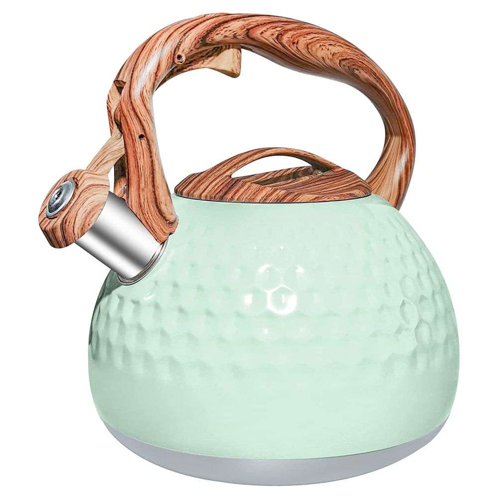 Stainless Steel Wood Pattern Handle Loud Whistling Kettles - 3 Litre